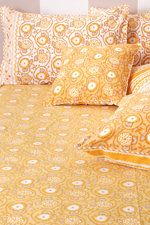20s Cotton Cushion Cover in Block Print with Piping
